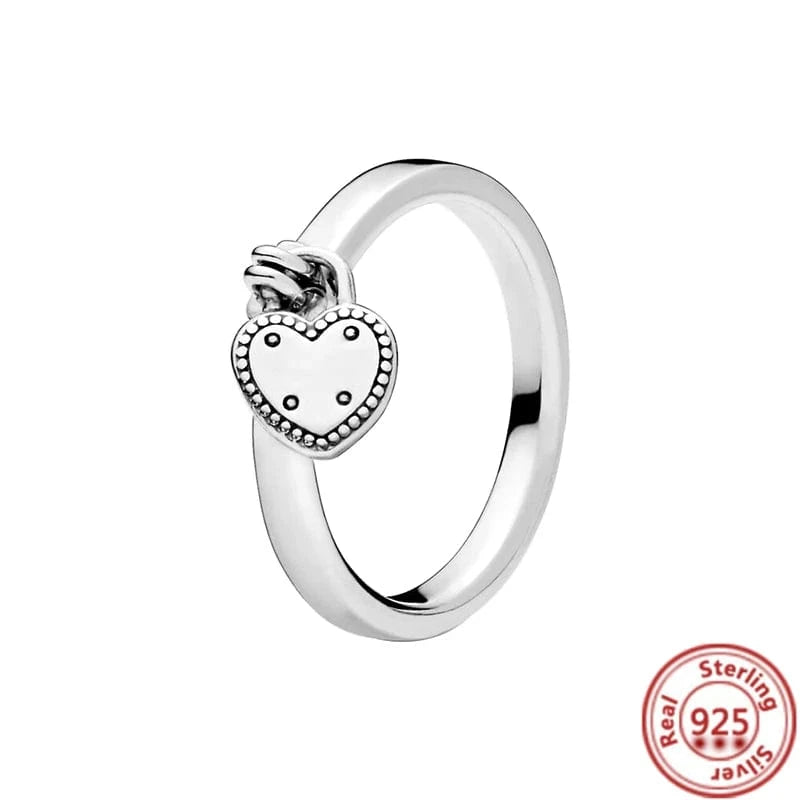 8 / JZ-056 Authentic 925 Sterling Silver Princess Tiara Crown Sparkling Love Heart ,CZ Rings for Women Engagement Jewelry Anniversary