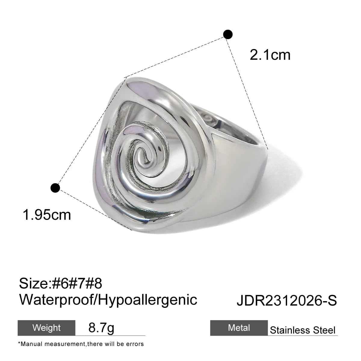 8 / minimalist / R2644S R2644 New Design Stainless Steel Women Jewelry Rings 18K Gold Plated Chunky Spiral Hoop Rings