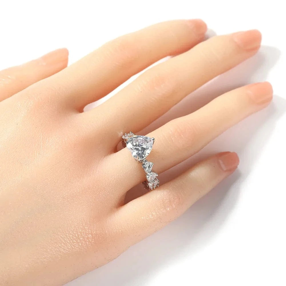 8 / pink cz heart ring / silver Trendy Gold Crystal Pink Wedding Ring Couples Exquisite Promise Jewelry Heart Cut Zircon Flower Fashionable Parties Unisex