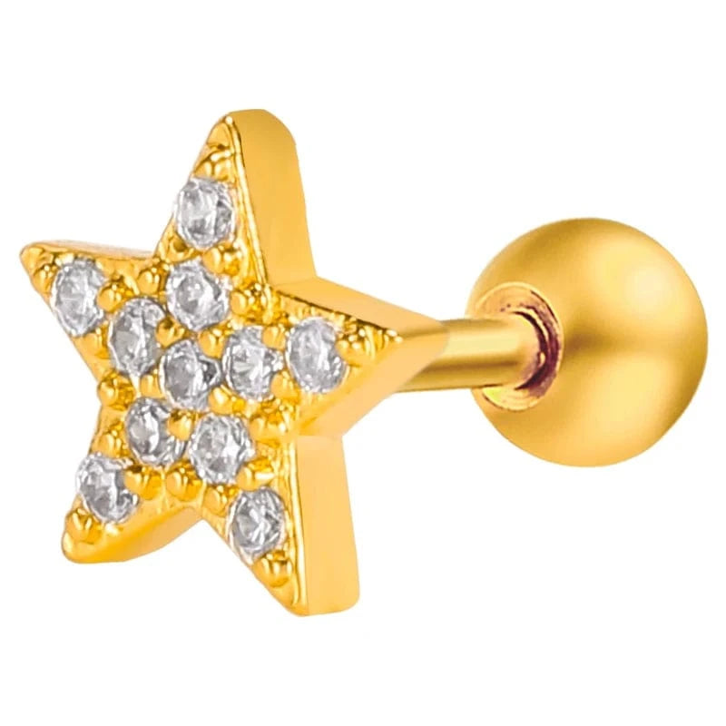 #8 POENNIS Stainless Steel Ladies Fashion Zircon Stone CZ Cartilage Earring Helix Conch Lobe Tragus Stud Ear Piercing Jewelry