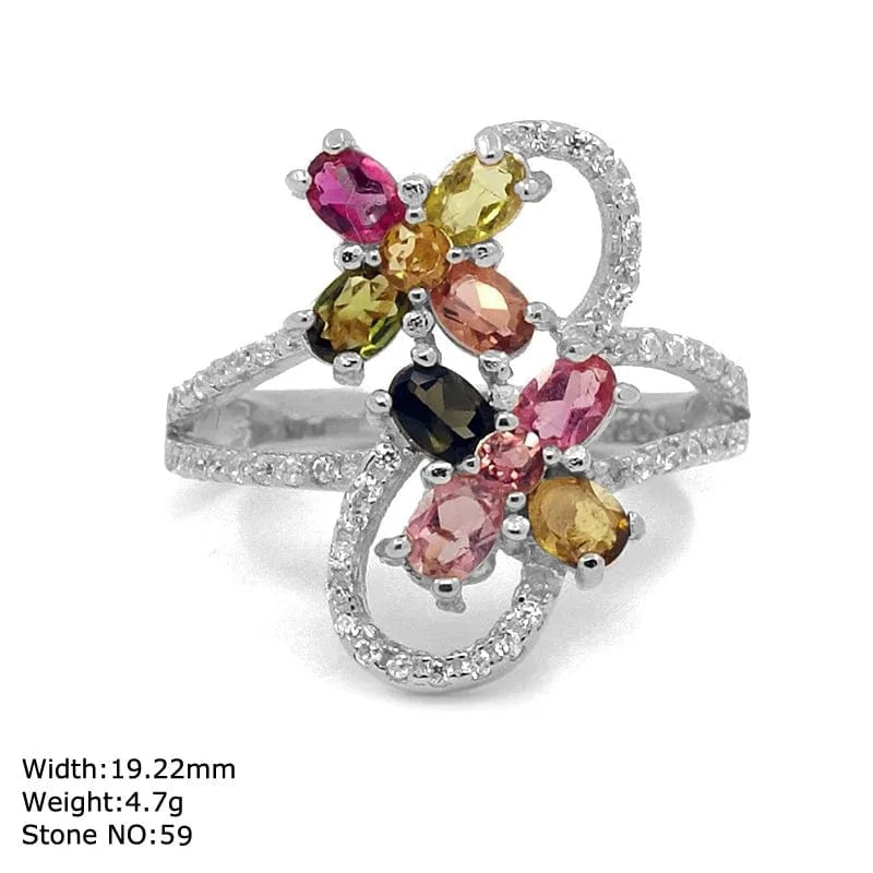 8 / silver Fine Jewelry Rings Silver Rings Colorful Zircon Stone Women Rings 925 Silver Jewelry