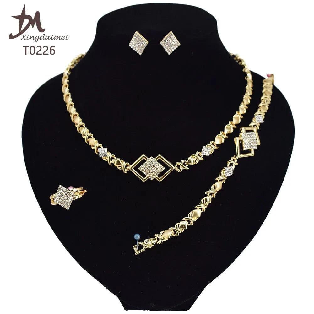 8 / T0226 T0173 african High quality 14k gold XOXO plating jewelry set