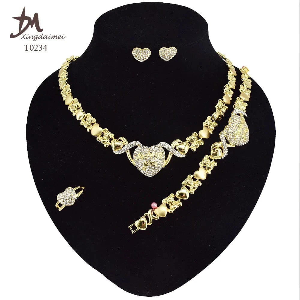 8 / T0234 T0173 african High quality 14k gold XOXO plating jewelry set