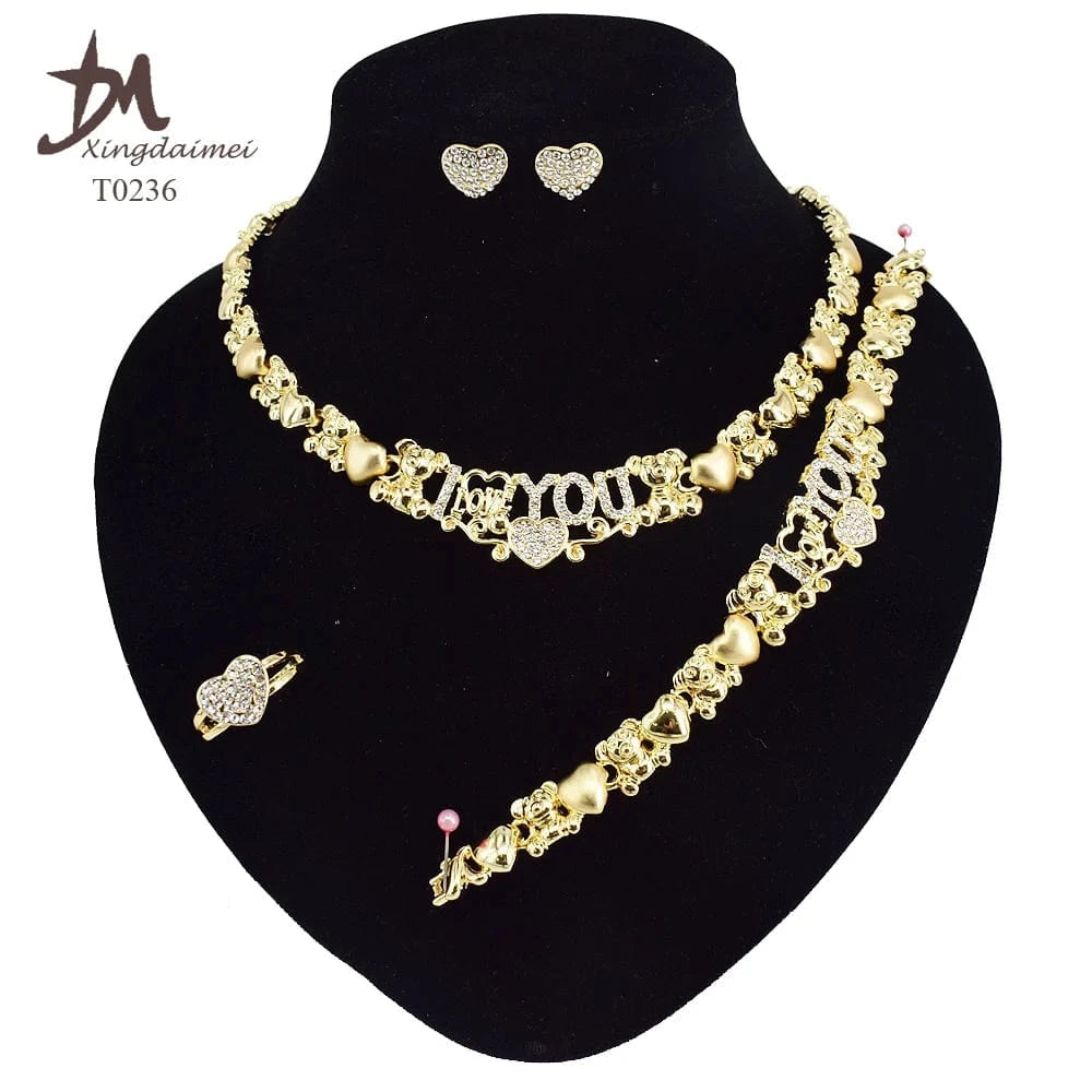 8 / T0236 T0173 african High quality 14k gold XOXO plating jewelry set