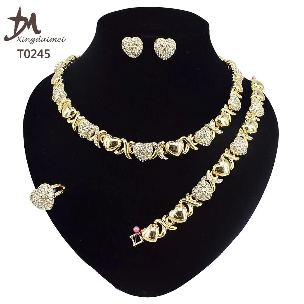 8 / T0245 T0173 african High quality 14k gold XOXO plating jewelry set