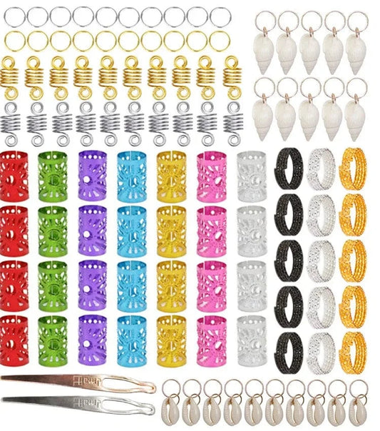 80pcs MIX Styles Wholesale 80pcs/lot Hair Extension Tool Dreadlocks cuff hair clip Women beads hair rings for braids