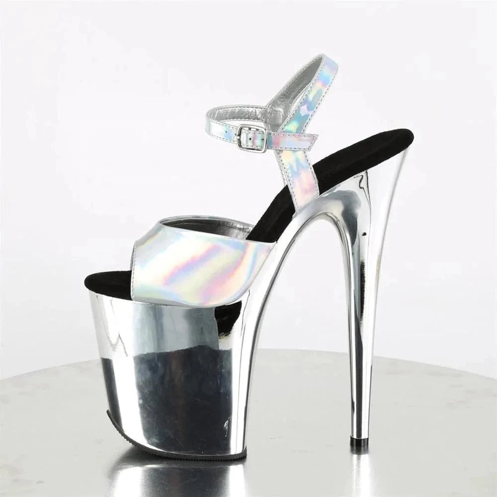 8inch-20CM Heeled Sandals super high heel thin heel show banquet shoes one button waterproof platform pole dance sandals