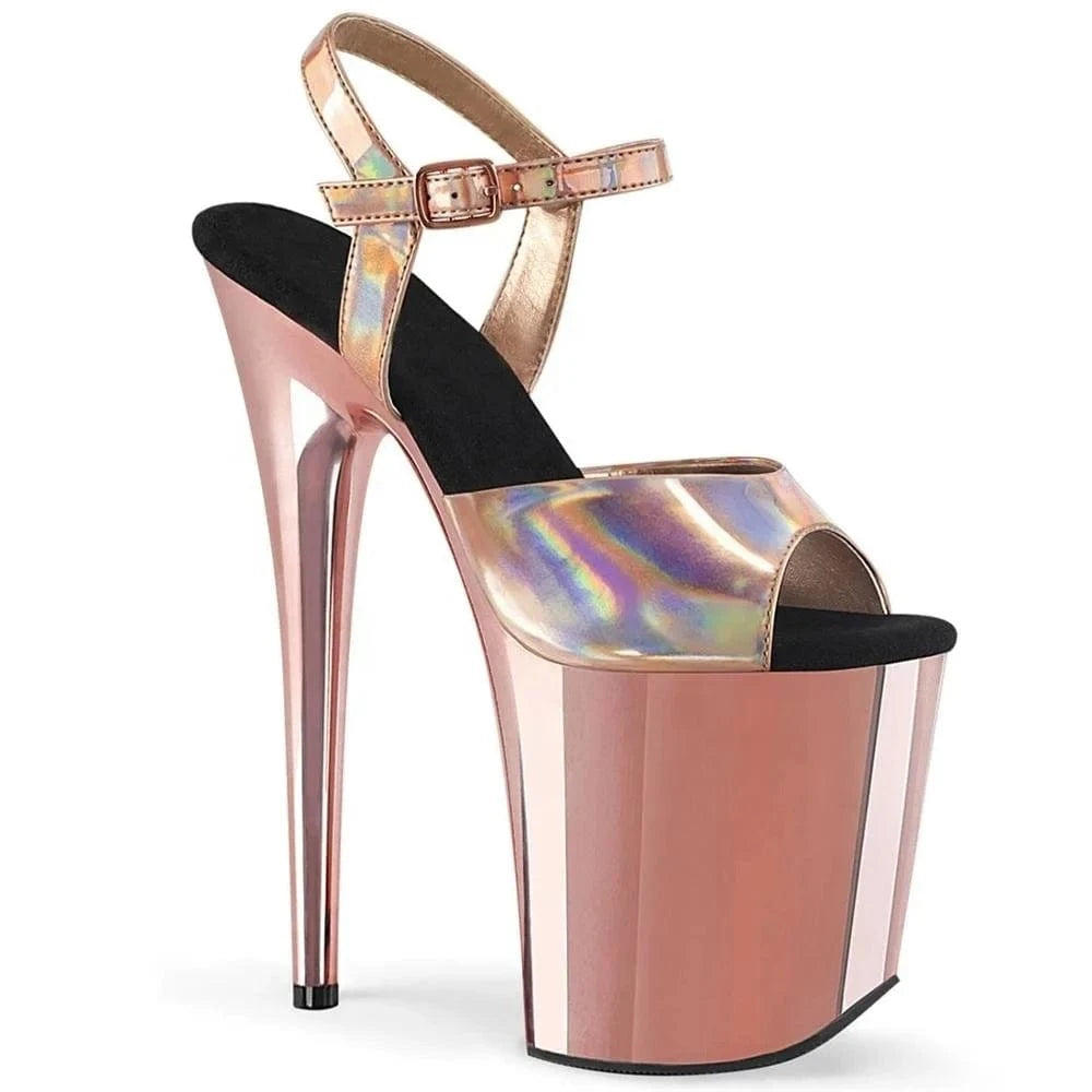 8inch-20CM Heeled Sandals super high heel thin heel show banquet shoes one button waterproof platform pole dance sandals