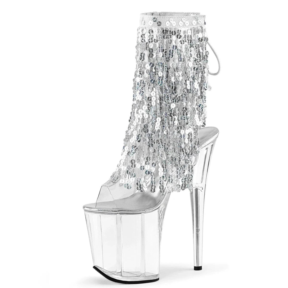 8Inch Pole Dance Shoes Glitter Fringe Open Toe Exotic Dancer Fashion Platform New 20cm Ankle Boot Stripper Heels Bling Nightclub