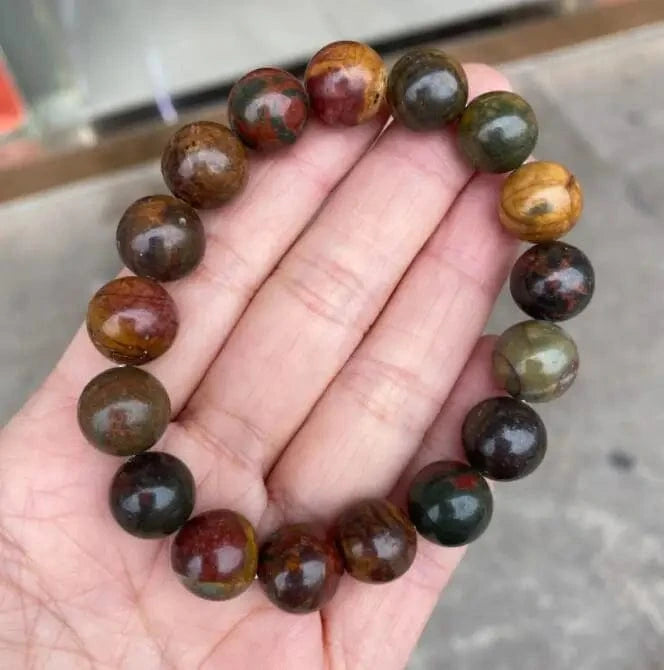 8mm / 19CM / red picasso jasper 8mm Gorgeous Semi-Precious Gemstones Round Beads Energy Power Crystal Reiki Healing Elastic Stretch Bracelet for Women Men Gifts