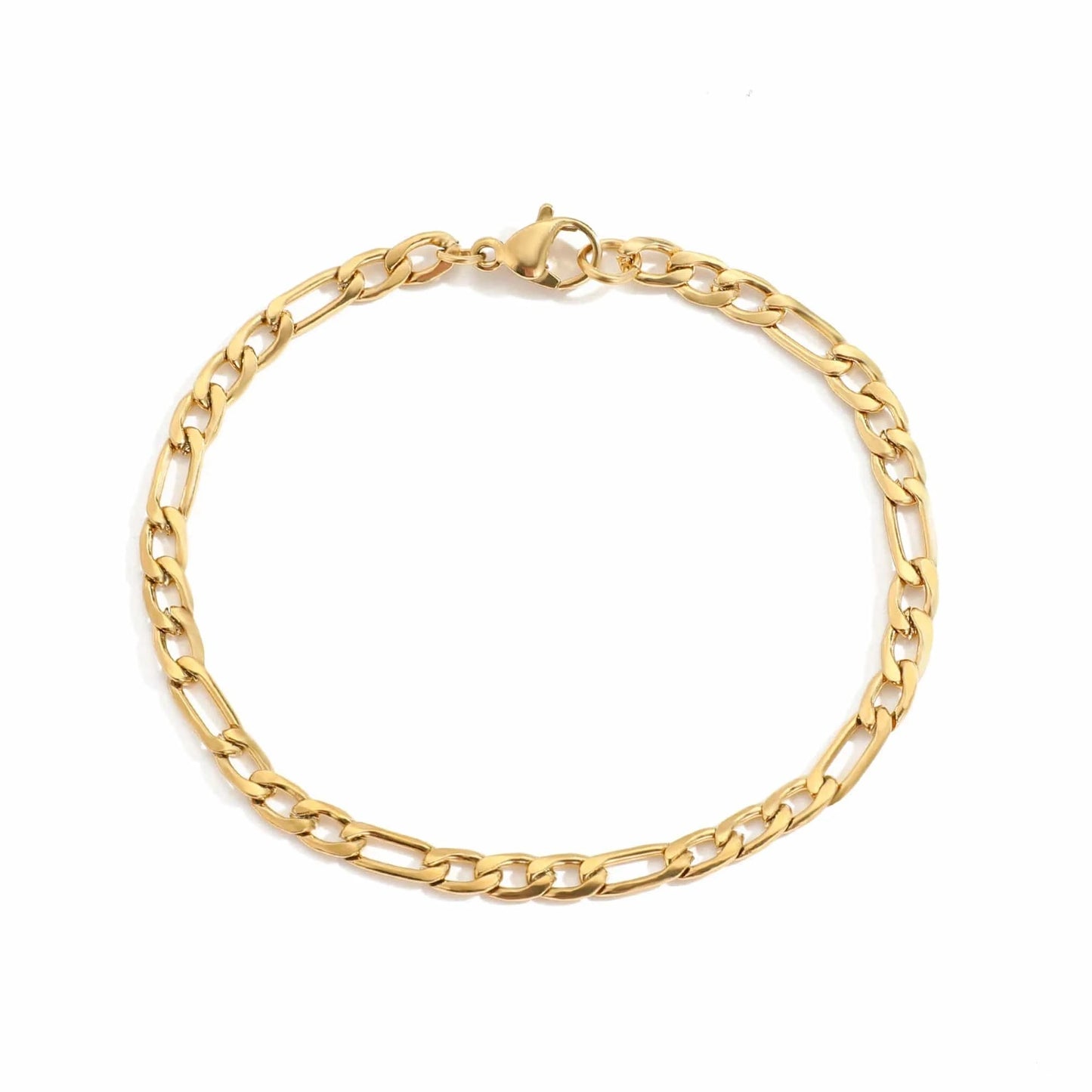 8mm -- 19cmL (YS32835) / 14K gold eManco Hip Hop Jewelry 14k Gold Plated Stainless Steel 4mm 6mm 8mm Figaro Link Chain Bracelet Men Women wholesale