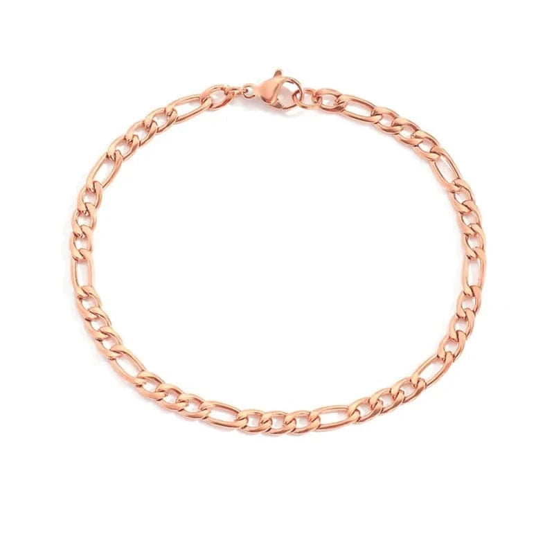 8mm -- 19cmL (YS32835) / Rose gold eManco Hip Hop Jewelry 14k Gold Plated Stainless Steel 4mm 6mm 8mm Figaro Link Chain Bracelet Men Women wholesale