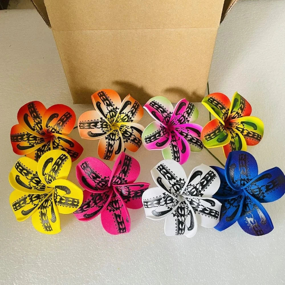 8pcs single stem plumeria Foam flower hair pick Artificial Island tiare hibiscus ear accessories for women girl party dancing