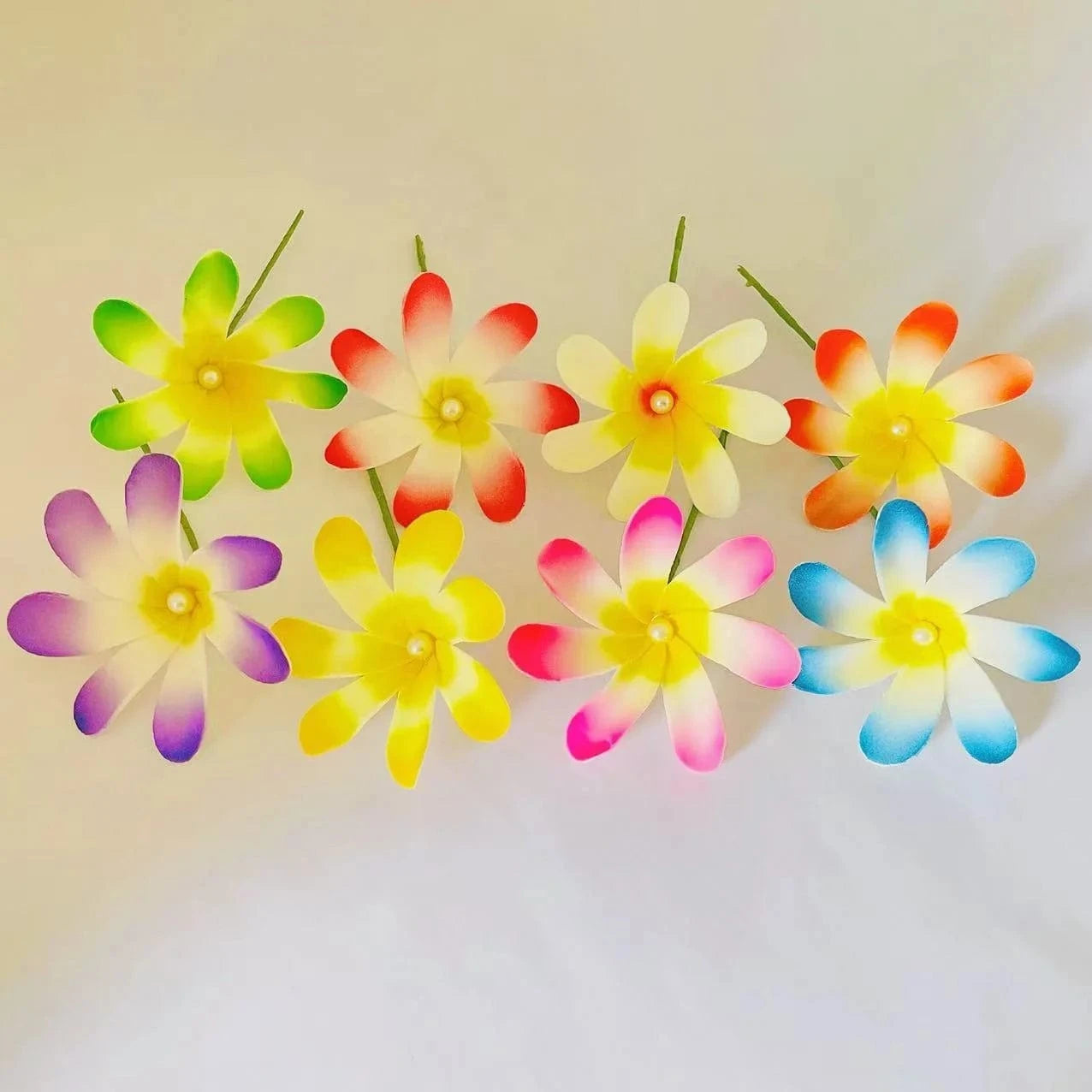 8pcs single stem plumeria Foam flower hair pick Artificial Island tiare hibiscus ear accessories for women girl party dancing