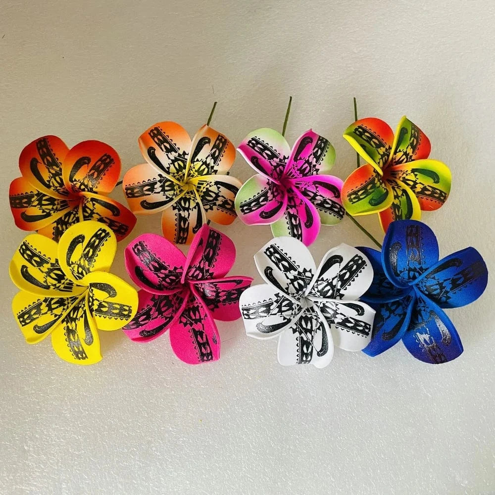 8pcs single stem plumeria Foam flower hair pick Artificial Island tiare hibiscus ear accessories for women girl party dancing