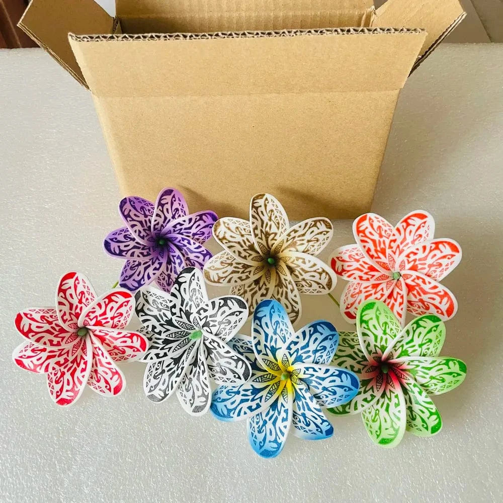 8pcs single stem plumeria Foam flower hair pick Artificial Island tiare hibiscus ear accessories for women girl party dancing