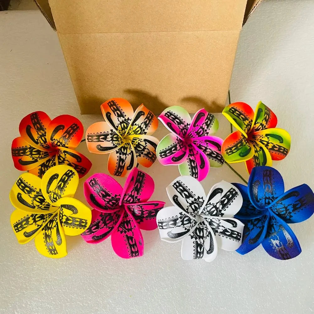 8pcs single stem plumeria Foam flower hair pick Artificial Island tiare hibiscus ear accessories for women girl party dancing