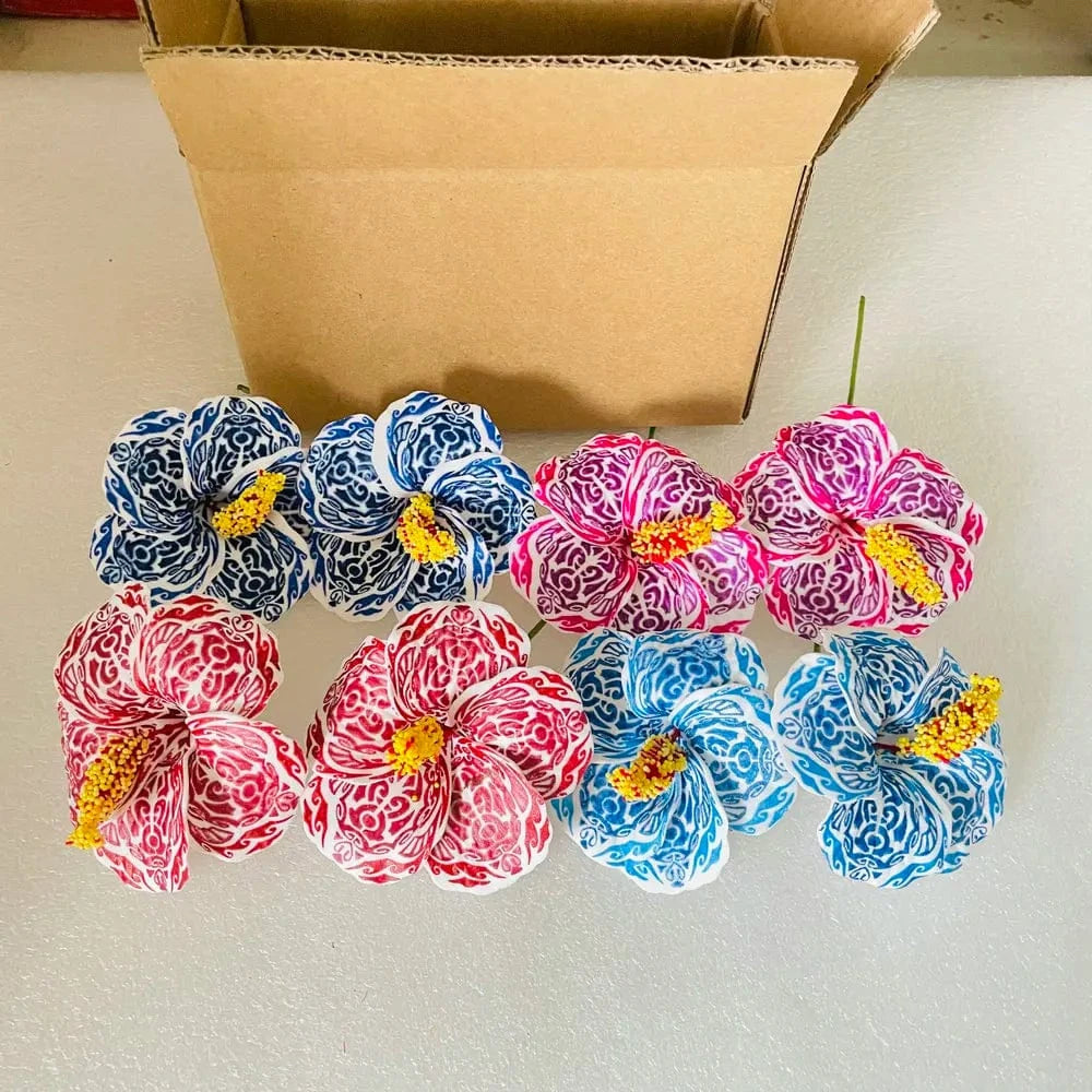 8pcs single stem plumeria Foam flower hair pick Artificial Island tiare hibiscus ear accessories for women girl party dancing