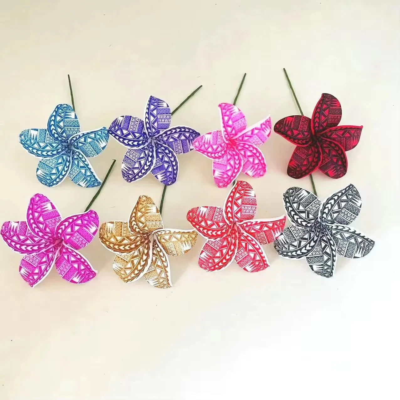 8pcs single stem plumeria Foam flower hair pick Artificial Island tiare hibiscus ear accessories for women girl party dancing