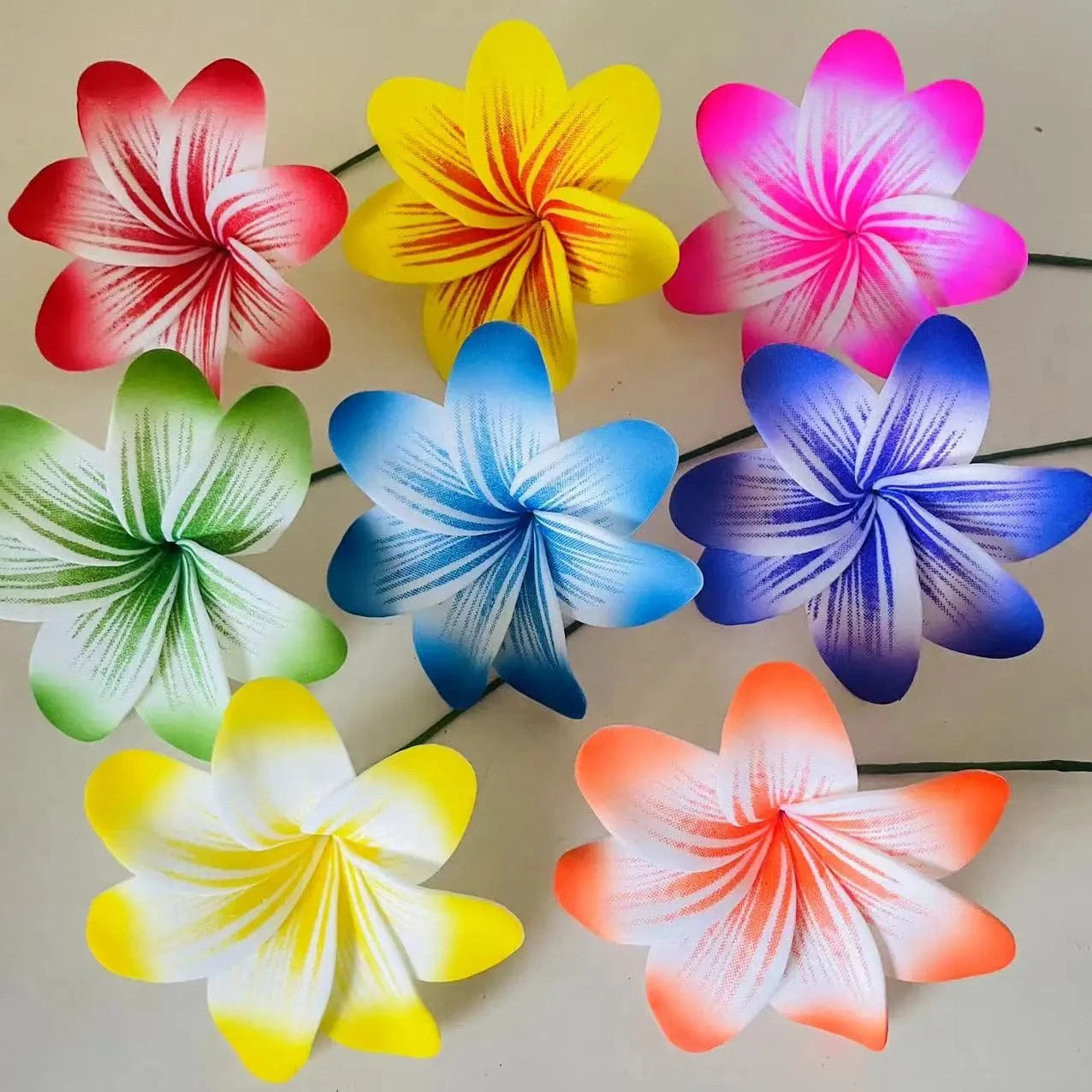 8pcs single stem plumeria Foam flower hair pick Artificial Island tiare hibiscus ear accessories for women girl party dancing