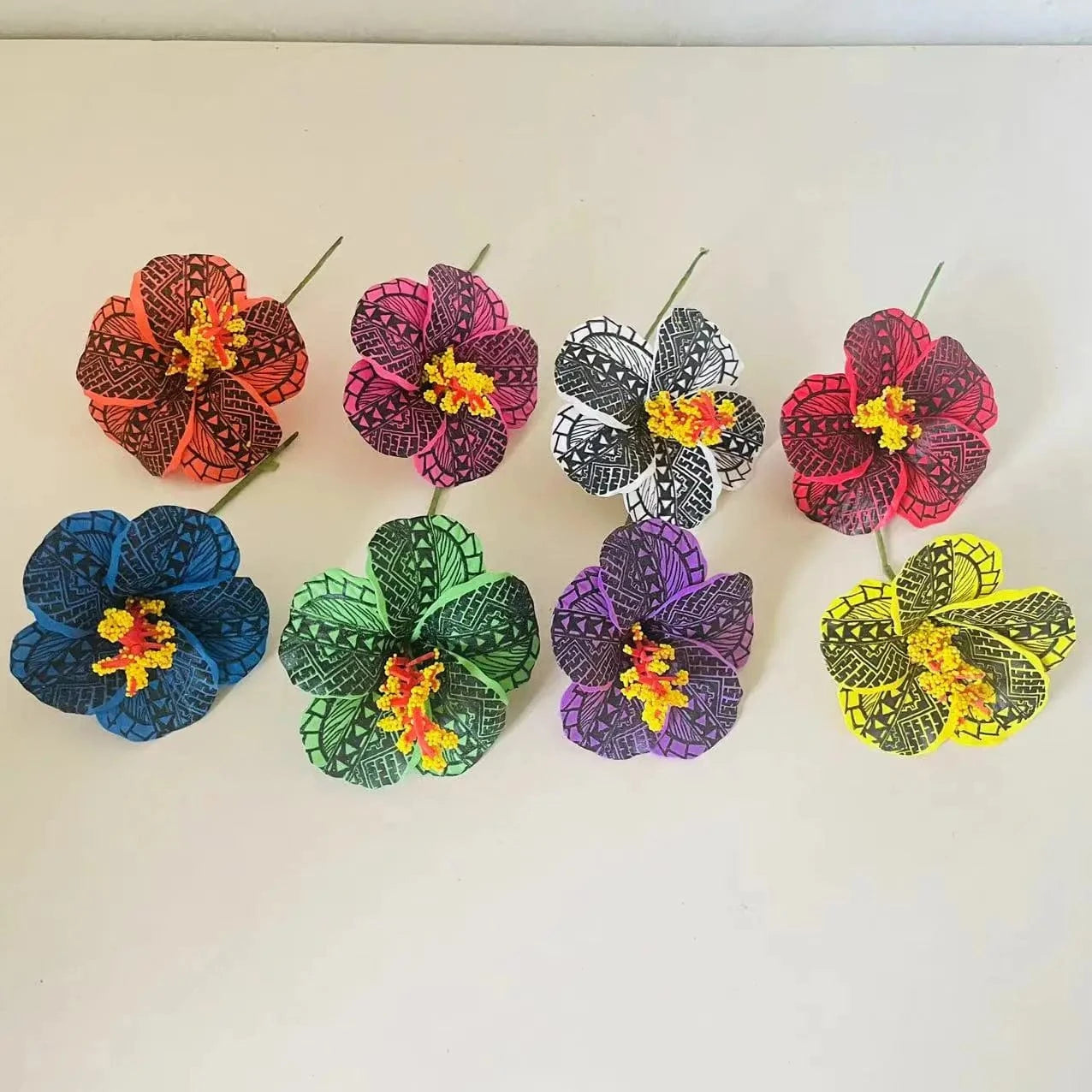 8pcs single stem plumeria Foam flower hair pick Artificial Island tiare hibiscus ear accessories for women girl party dancing