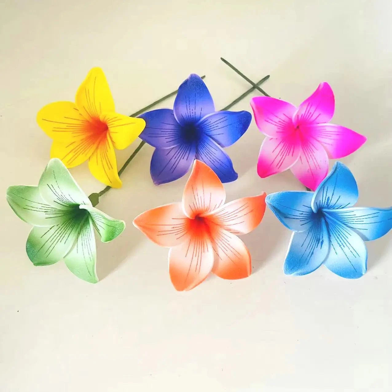 8pcs single stem plumeria Foam flower hair pick Artificial Island tiare hibiscus ear accessories for women girl party dancing