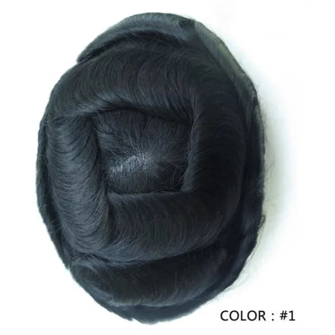 8X10 / 1# / 6inches Fast Shipping Thin Skin  PU Skin 100% Human natural Hair Toupee for Men hair piece wholesale Ready to ship