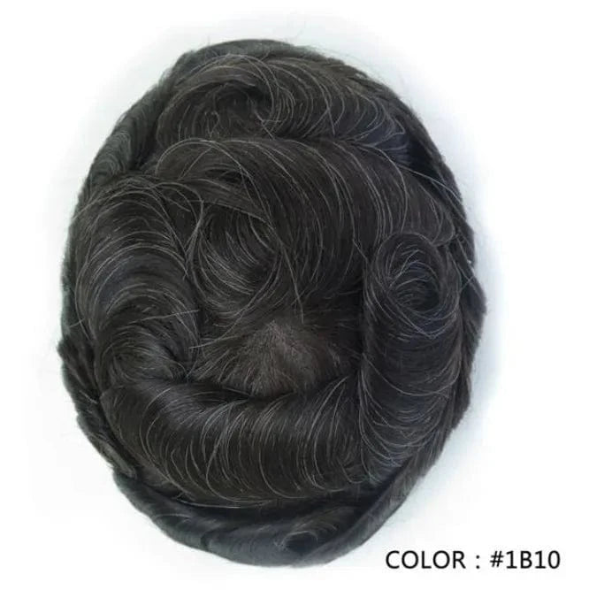 8X10 / 1B15# / 6inches Fast Shipping Thin Skin  PU Skin 100% Human natural Hair Toupee for Men hair piece wholesale Ready to ship