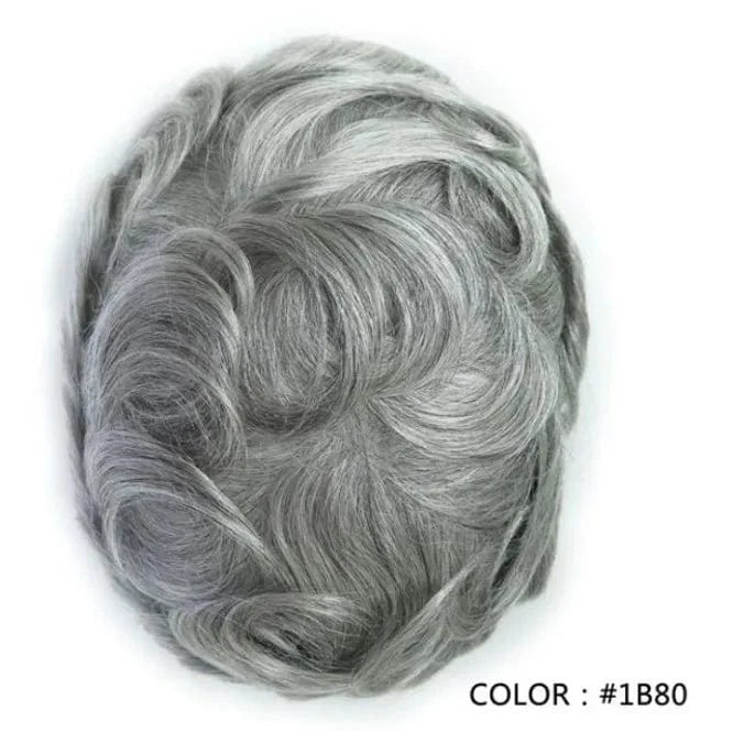 8X10 / 1B80# / 6inches Fast Shipping Thin Skin  PU Skin 100% Human natural Hair Toupee for Men hair piece wholesale Ready to ship