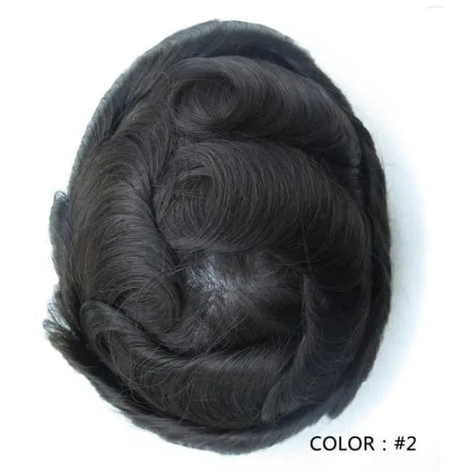 8X10 / 2# / 6inches Fast Shipping Thin Skin  PU Skin 100% Human natural Hair Toupee for Men hair piece wholesale Ready to ship