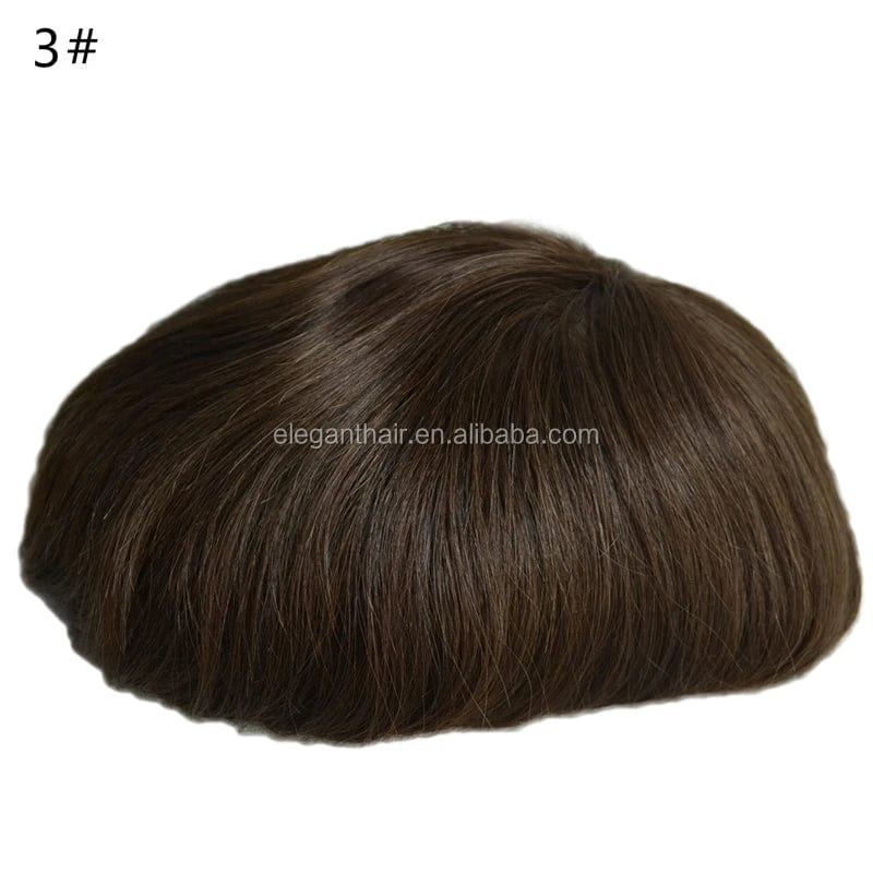 8X10 / 2# / 6inches On Rite Front PU Human Hair Toupee Protesis Capilares Hombres For Man