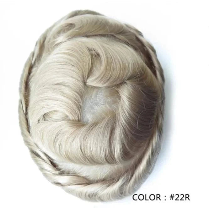 8X10 / 22R# / 6inches Fast Shipping Thin Skin  PU Skin 100% Human natural Hair Toupee for Men hair piece wholesale Ready to ship