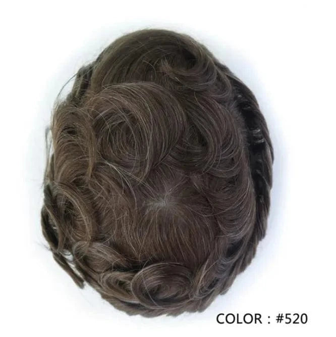 8X10 / 520# / 6inches Fast Shipping Thin Skin  PU Skin 100% Human natural Hair Toupee for Men hair piece wholesale Ready to ship