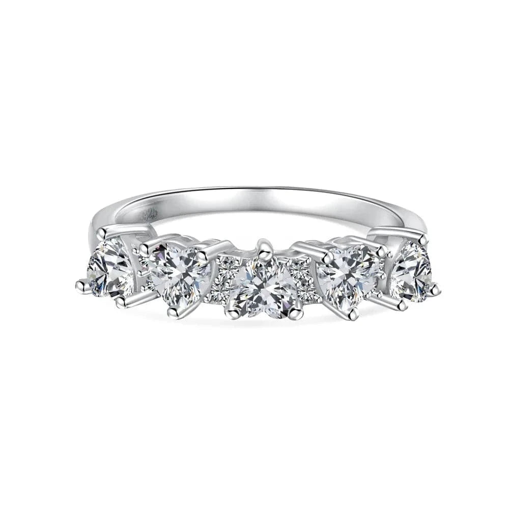 9 / 4 925 Sterling Silver Rings For Women Original Tiara Heart Wishbone Engagement Wedding Stacking Ring Crystals Jewelry Love Gift