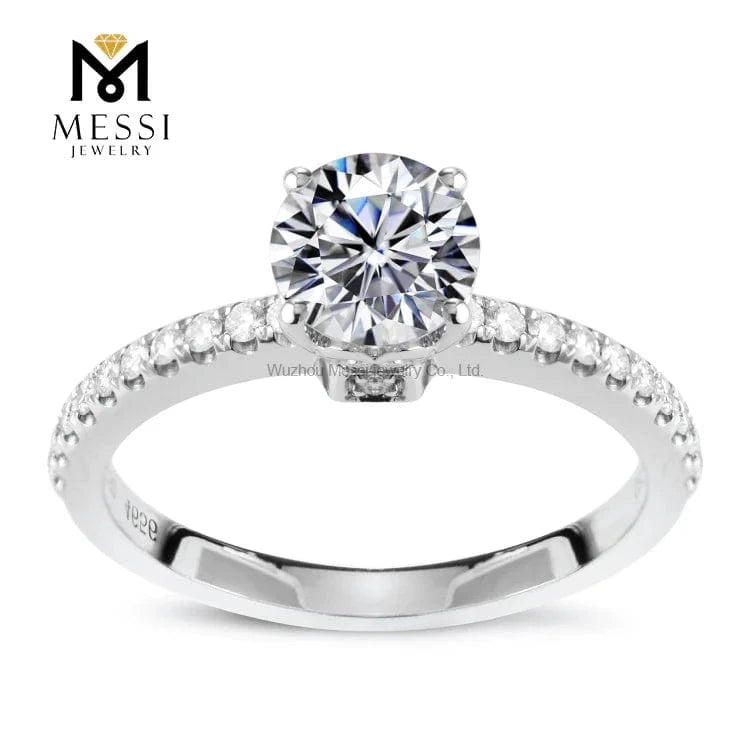 9.5 / 14k White Messi Jewelry 14k gold gram price wholesale moissanite diamond ring for women wedding rings