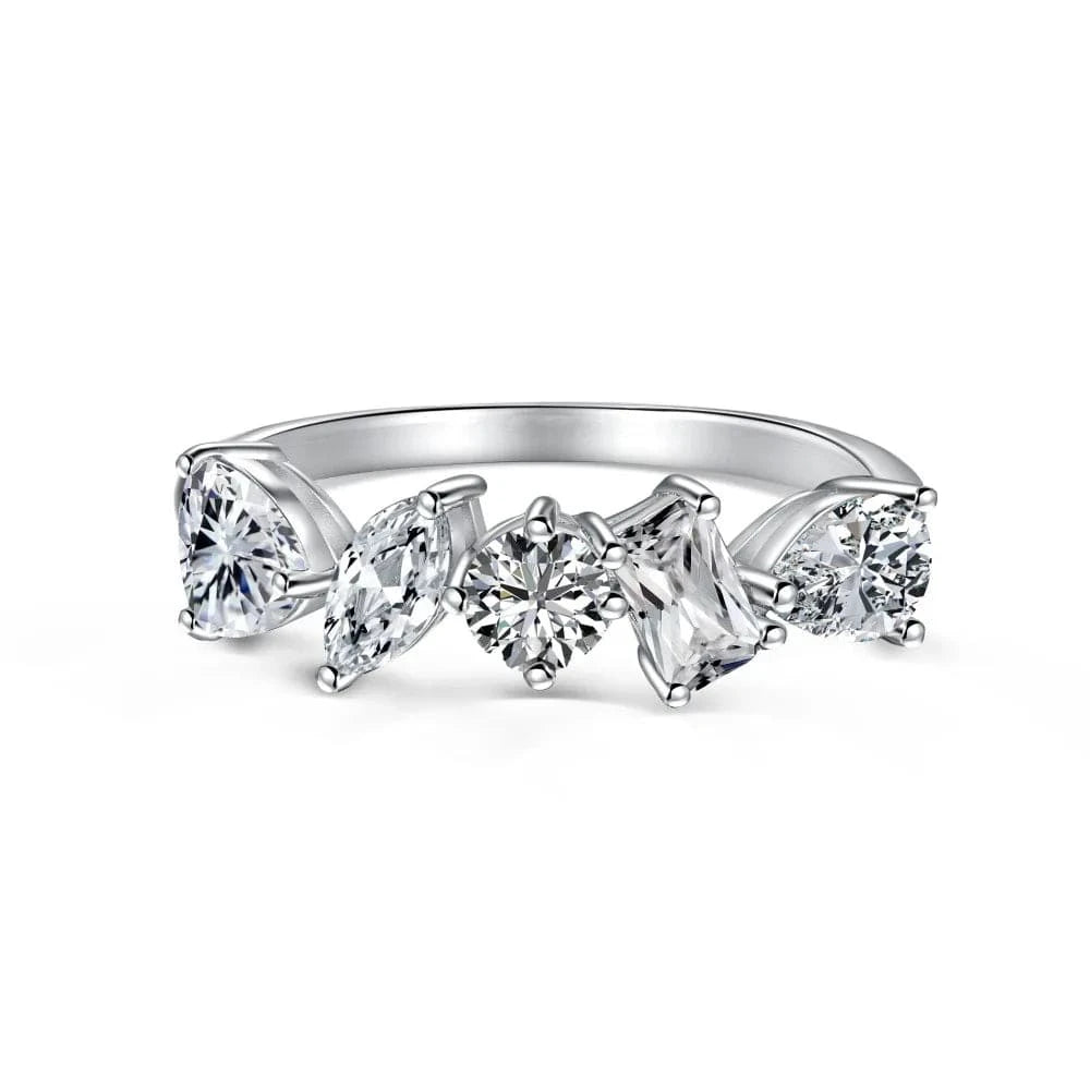 9 / 5 925 Sterling Silver Rings For Women Original Tiara Heart Wishbone Engagement Wedding Stacking Ring Crystals Jewelry Love Gift