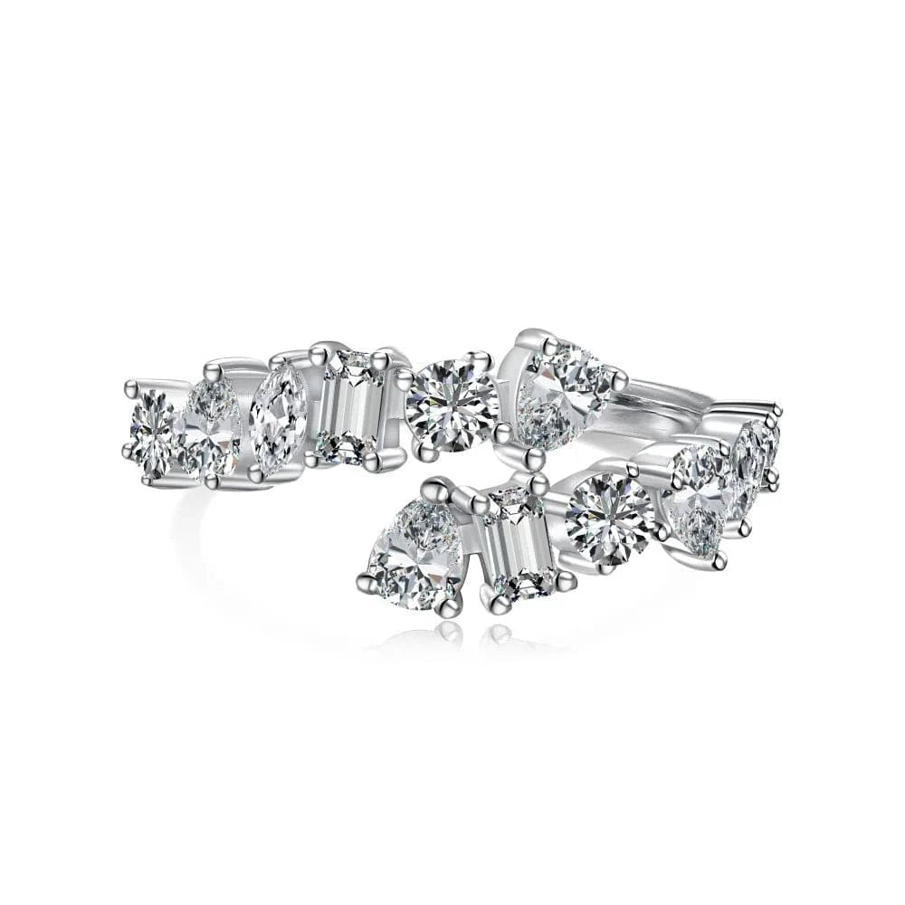 9 / 9 925 Sterling Silver Rings For Women Original Tiara Heart Wishbone Engagement Wedding Stacking Ring Crystals Jewelry Love Gift