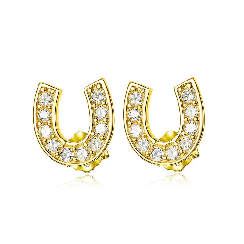 9*9mm / Gold New s925 sterling silver earrings U Shape Luck Equestrian earrings exquisite High Quality stud earrings