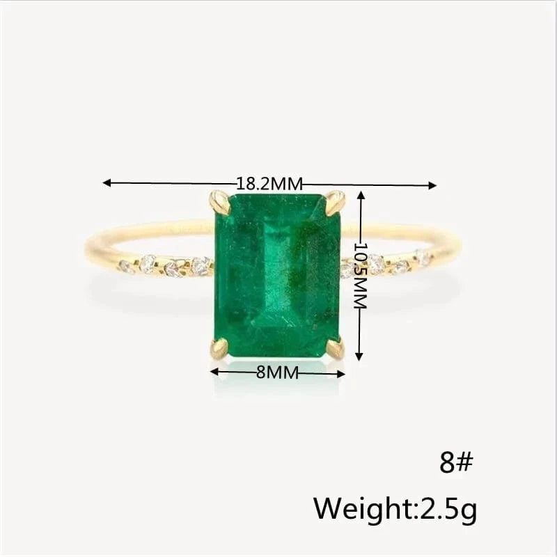 9 / Blue Elegant AAA Cubic Zirconia Copper Ring Statement Jewelry Classic Green Blue Red Solitaire CZ Wedding Rings for Women
