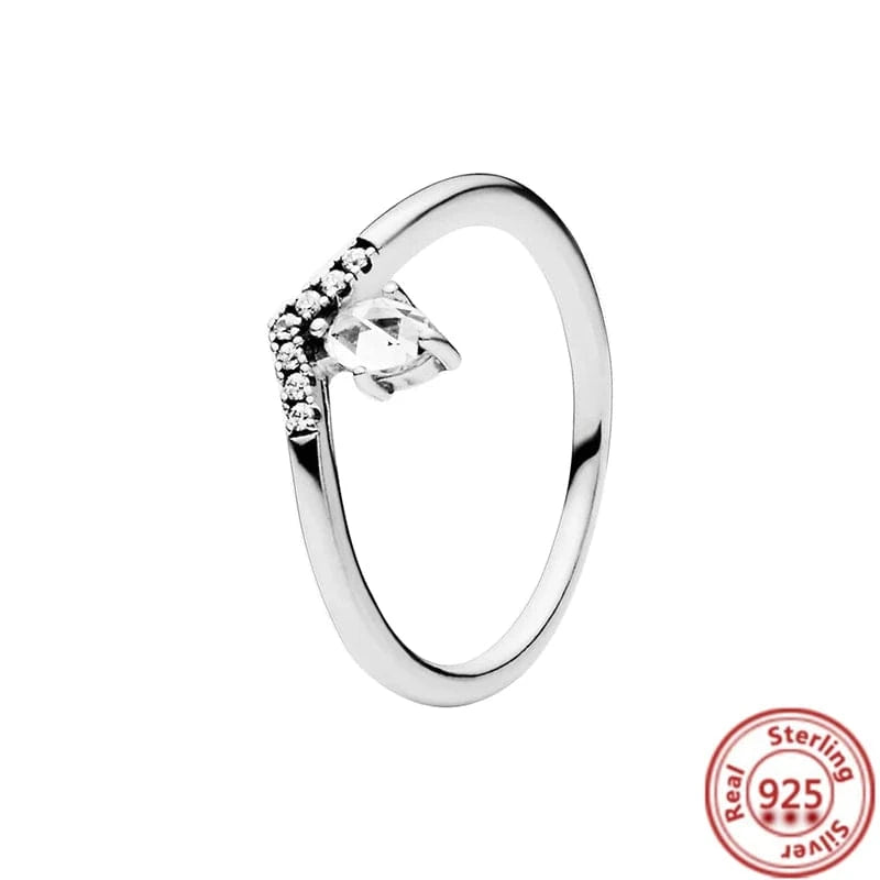 9 / JZ-054 Authentic 925 Sterling Silver Princess Tiara Crown Sparkling Love Heart ,CZ Rings for Women Engagement Jewelry Anniversary