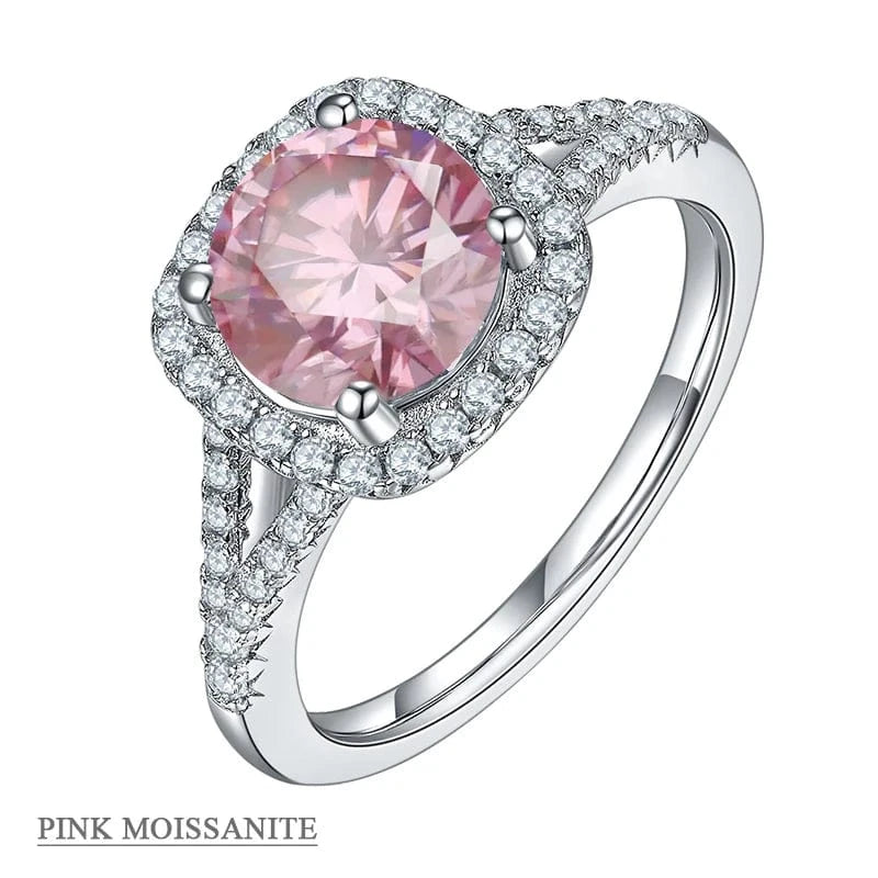 9 / Pink Moissanite Diamond Abiding Jewelry Factory OEM/ODM Custom Jewelry Wholesale 2 Carat Moissanite Diamond Rings Moissanite