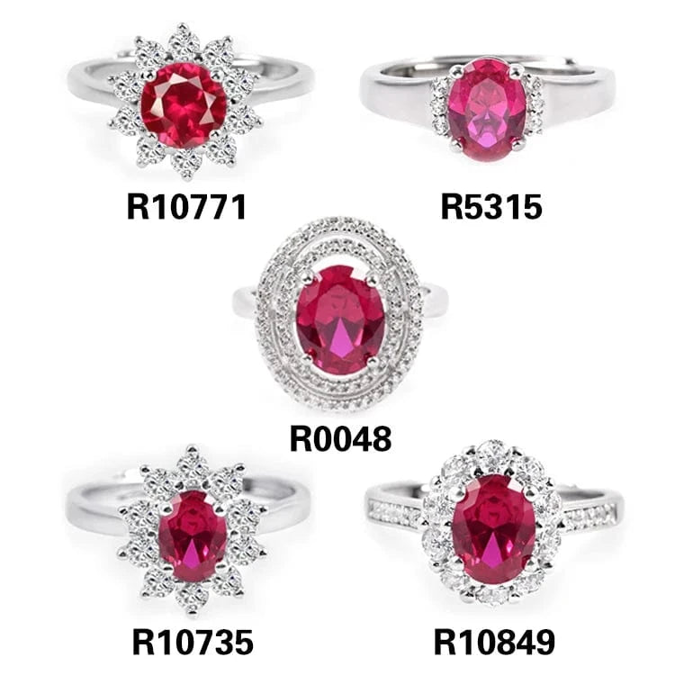 9 / R10735 Luxury jewelry ruby oval cut 5x7mm 925 sliver rings jewelry women