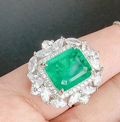 9 / ring Dubai 925 Silver Jewelry Sets Fashion Necklace Zircon Engagement Girl Jewelry Wedding Bridal Emerald Green jewelry sets