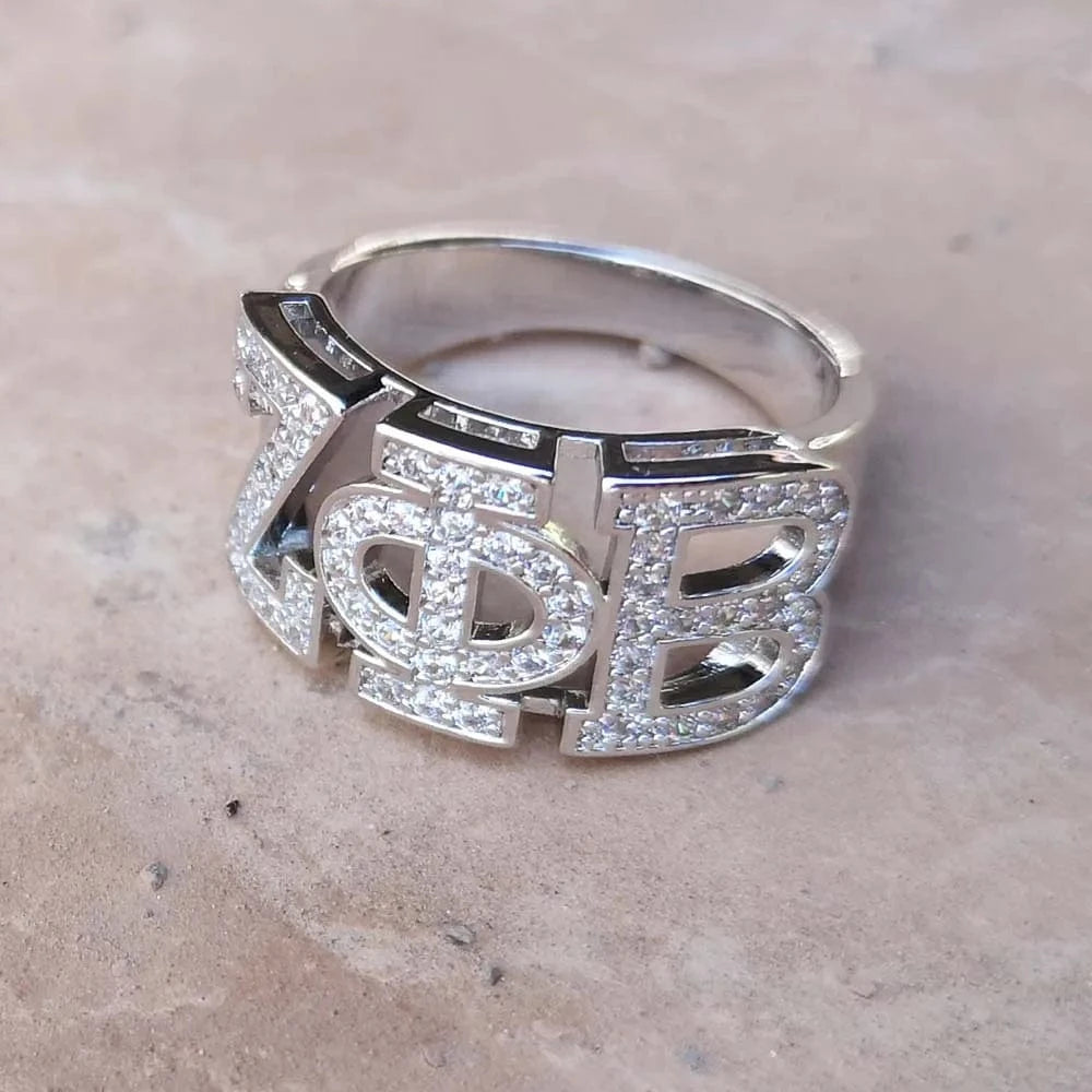 9 / Ring / silver Sorority Fraternity Organization High Quality 925 Silver White Zircon Women GREEK Zeta Phi Beta SORORITY ZPB Finger Ring