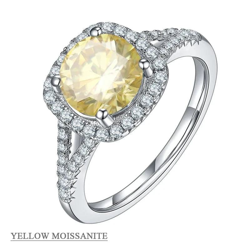 9 / Yellow Moissanite Diamond Abiding Jewelry Factory OEM/ODM Custom Jewelry Wholesale 2 Carat Moissanite Diamond Rings Moissanite
