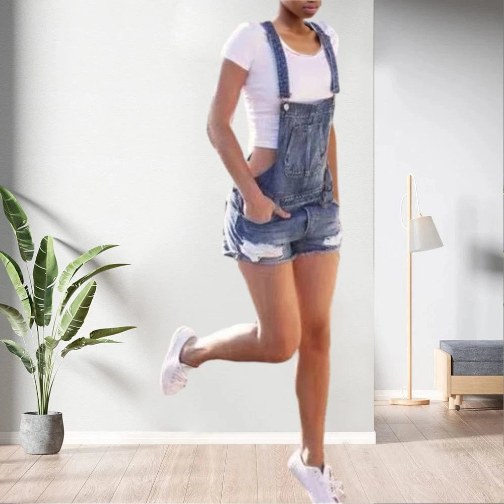 90623-MX110 3 colors denim bib pants short jeans women