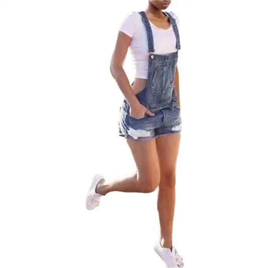 90623-MX110 3 colors denim bib pants short jeans women