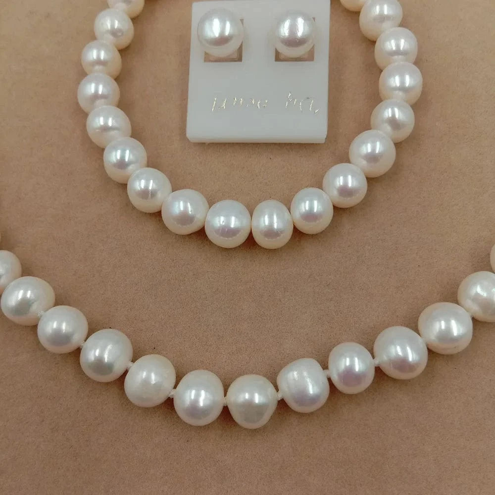 925 silver earring good luster pearl set Freshwater Pearl Jewelry Set for wedding Factory Price,wholesale 8 mm AA potato pearl