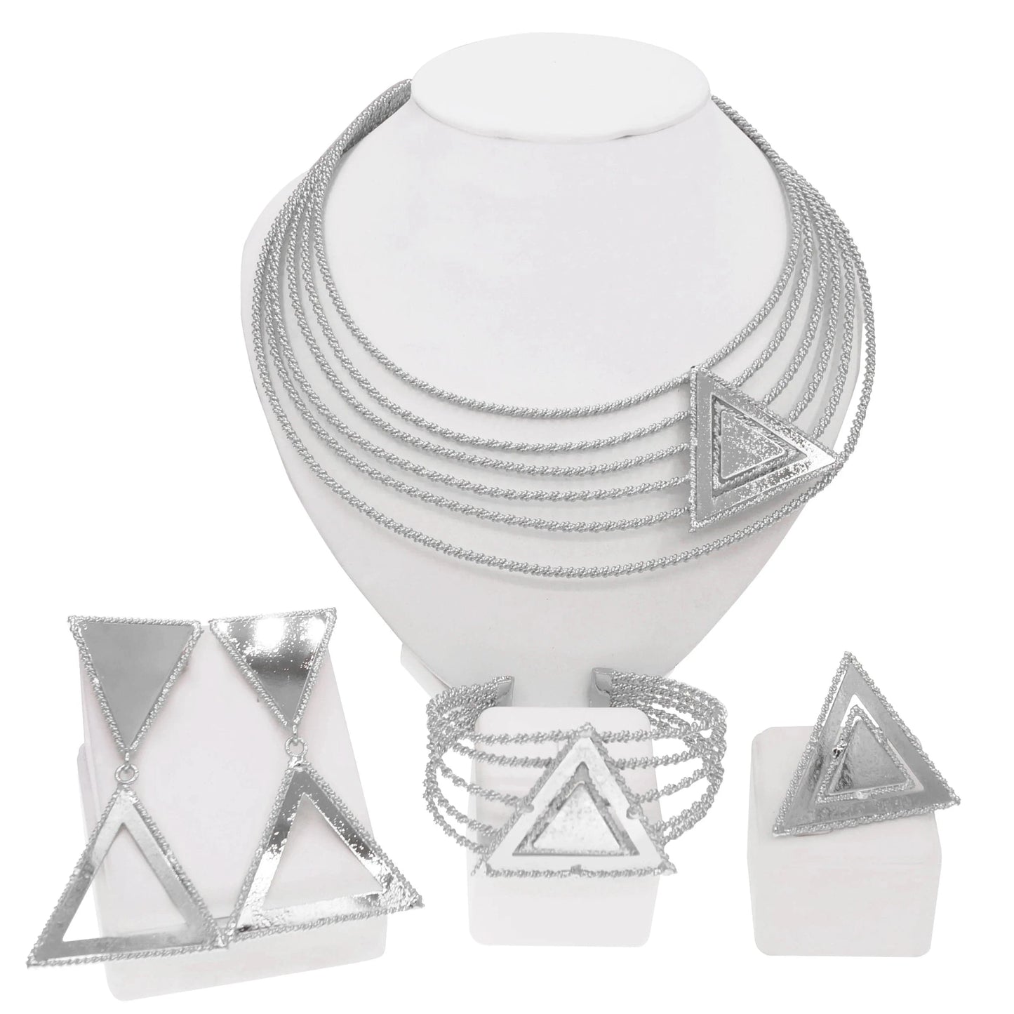 925 Silver Plated Fashion Jewelry Sets Brazilian Jewelry For Women Wholesale Factory Price Silver Jewelry Necklace Earrings Ring