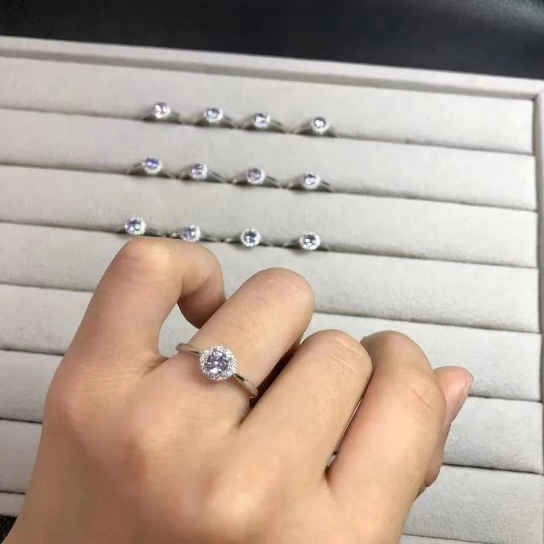 925 Sterling Silver Fashion Healing Stones Crystal Jewelry Natural faceted tanzanite  Ring